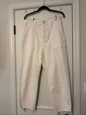 MOTHER Cream Straight-Leg Utility Chinos 28